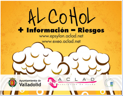 Folleto alcohol de la campaña '+ Información, -Riesgos'. /Aclad.